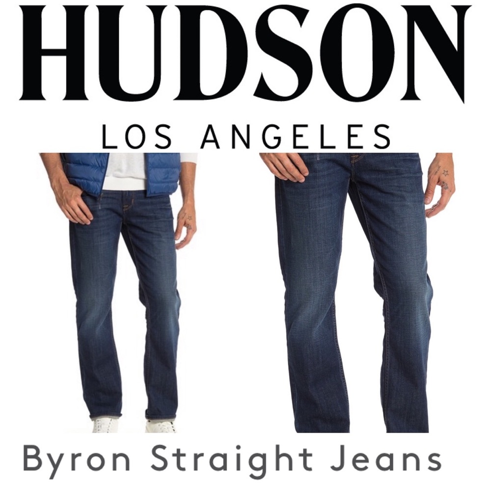 ♻️👖 BYRON 5 Pocket Straight HUDSON JEANS Med-Dark